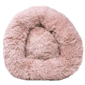 Premium Plush Round Dog Bed, Soft Cozy Pet Bed With Raised Edge (Option: Pink-Medium)