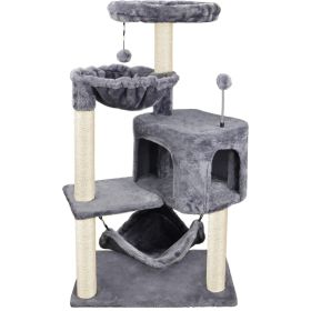Cat Tree With Cat Condo And Big Hammock, Grey (Option: Grey)